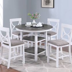 White And Gray Dining Table Set 