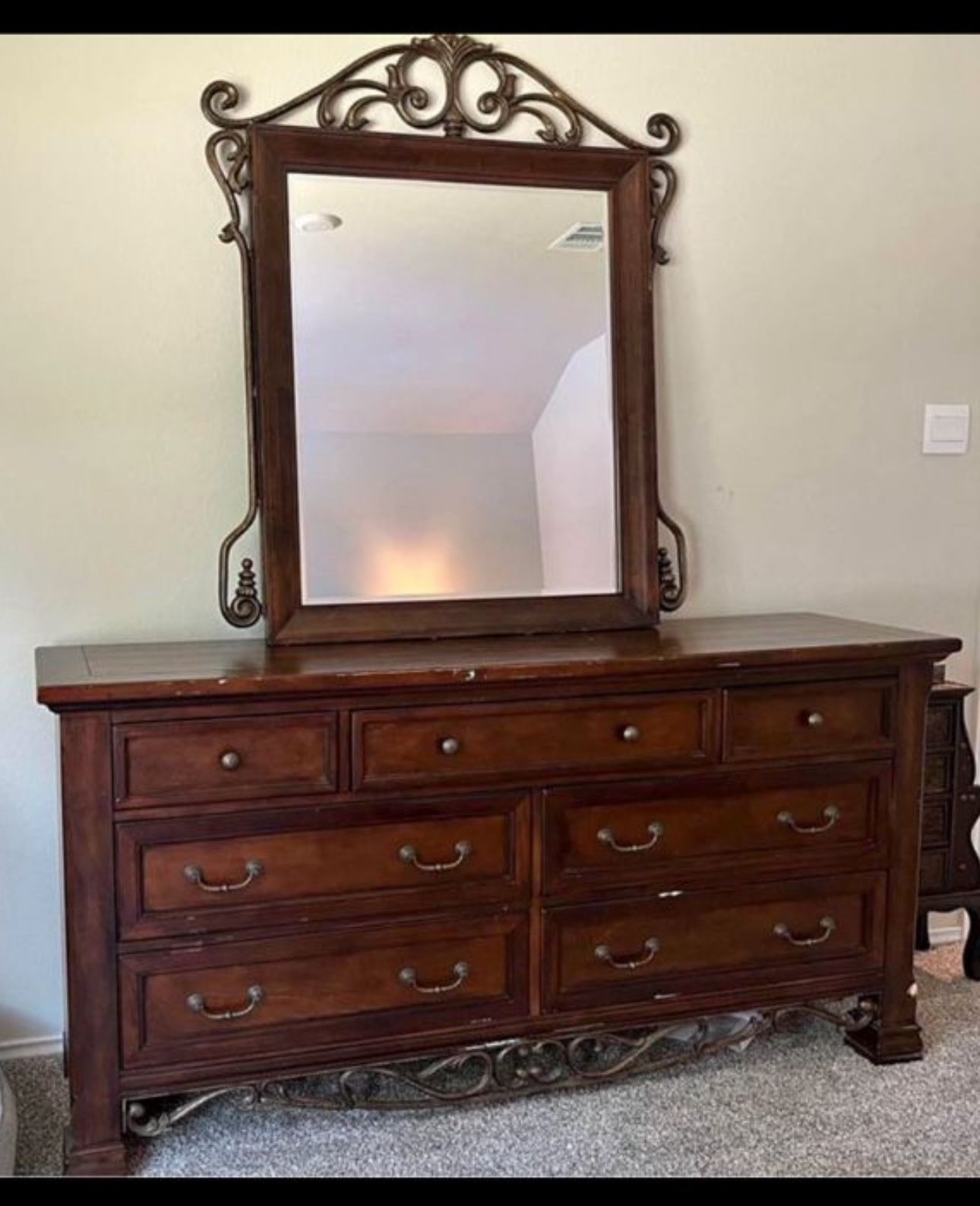 Antique Dresser With Huge Mirror 