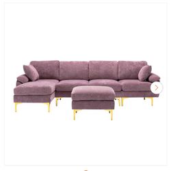 BRAND NEW IN BOX Puple Velvet Sectional Couch / Sofa From Home Depot
