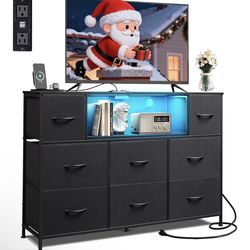 BLACK DRESSER TV STAND W CHARGING STATION