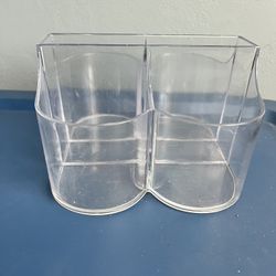 Two Items Clear Plastic Cutlery Caddy