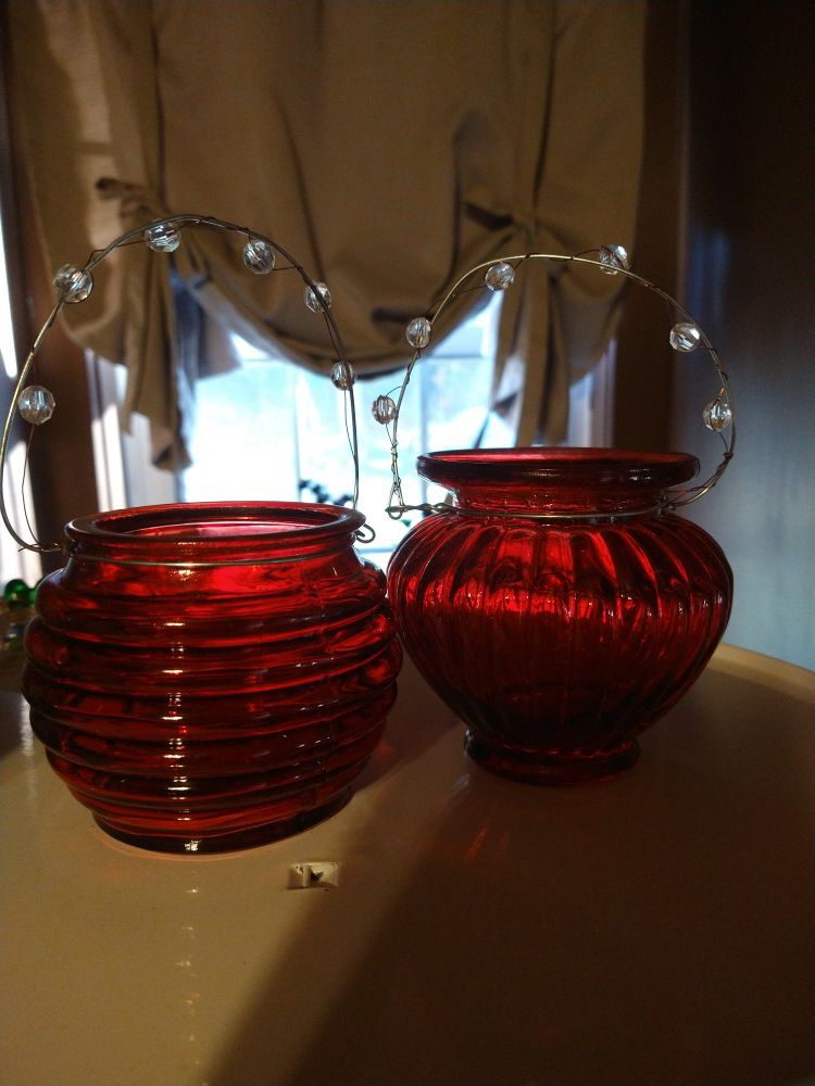 Red Glass Vases-Home Interiors