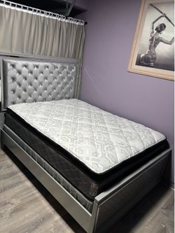Queen size bed frame with mattress