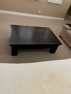 ✨ Pottery Barn Distressed Black Coffee Table + Matching Side Table