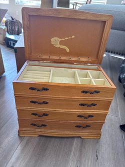 Wooden Jewelry Box with Drawers