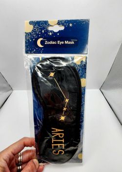 Aries Sign Zodiac Astrology Black Satin Sleep Blackout Eye Mask Light Blocker