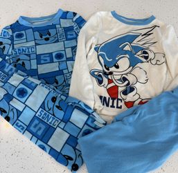 2 Sets Sonic The Hedgehog Boys Girls 2 Piece Blue Long Sleeve Pajama Size 6 Soft