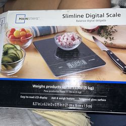 Mainstays LCD Slimline Digital Kitchen Food Scale Up To 11 lbs. Capacity - Black