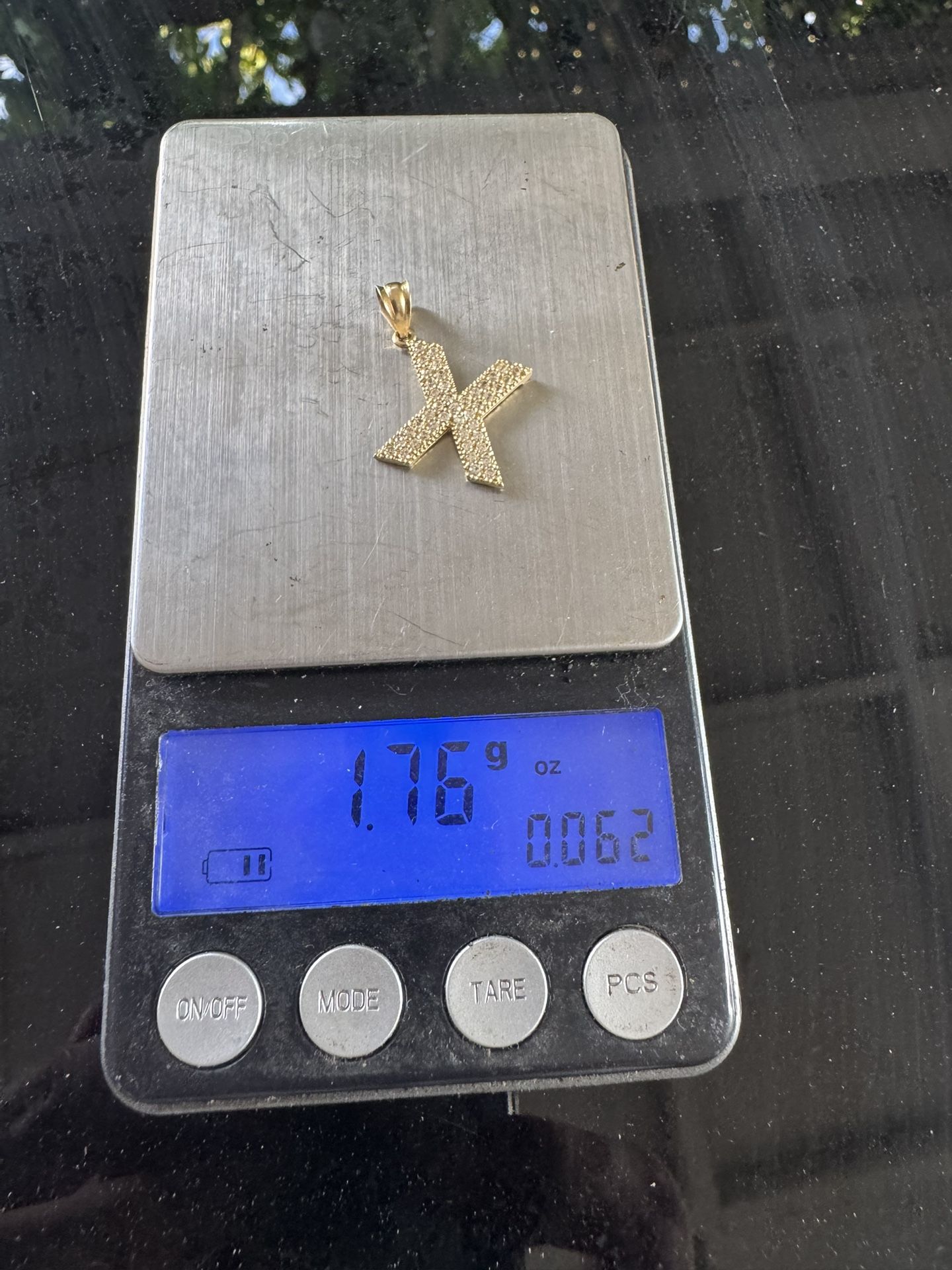 14k Golden X Pendant