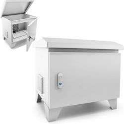 Pond Aerator Cabinet Weatherproof Outdoor Box w/ Cooling Fan & Outlet, Light Gray