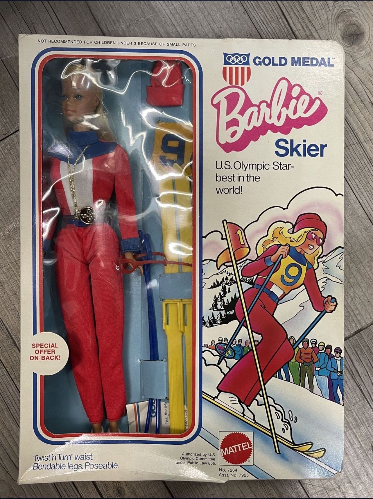 Vintage 1974 Gold Medal Barbie Olympic Skier Doll (#7264)