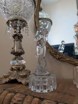 Vintage Glass Nude Figurine Flower Frog