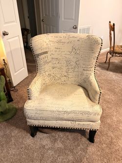 French Script Accent Armchair with Nailhead Trim