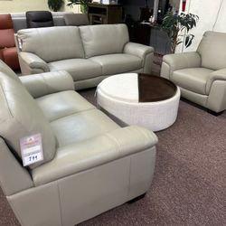 Furniture- Genuine Real Top Grain Leather Sofa- Cobbie