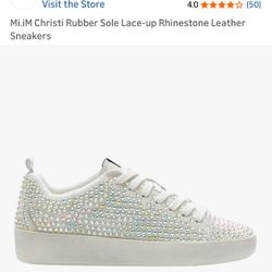 Mi. Mi. CHRISTI leather rhinestone sneakers (7.5).