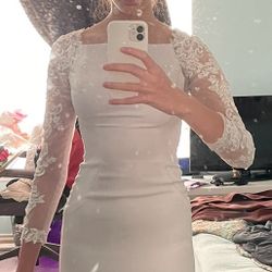 XS Mermaid wedding dress long lace sleeves