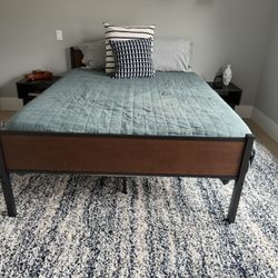 Queen Size Acacia and Metal Bed Frame