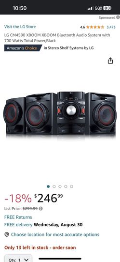  LG CM4590 XBOOM XBOOM Bluetooth Audio System with 700 Watts  Total Power,Black : Electronics