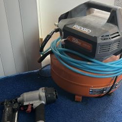 RIDGED air compressor & Porter Cable Nail gun with tube