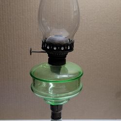 Vintage Uranium Glass Kerosene Lamp