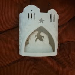 Vintage White Ceramic Christmas Nativity Scene 

