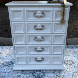 White Mid Century Dresser