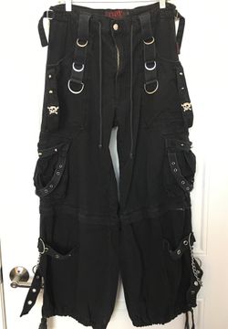Tripp NYC Pants / Shorts Chains Punk Goth Wide Leg Vintage 90’s Black Silver Metal Size Medium