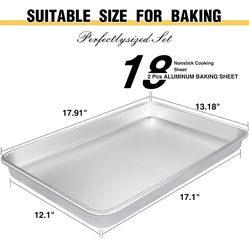 Commercial Quality Baking Sheet Pan Set, Natural Aluminum Cookie Sheet, Umite Chef Warp Resistant Baker's Half Sheet Pan, Large Thick Cookie Tray Pans