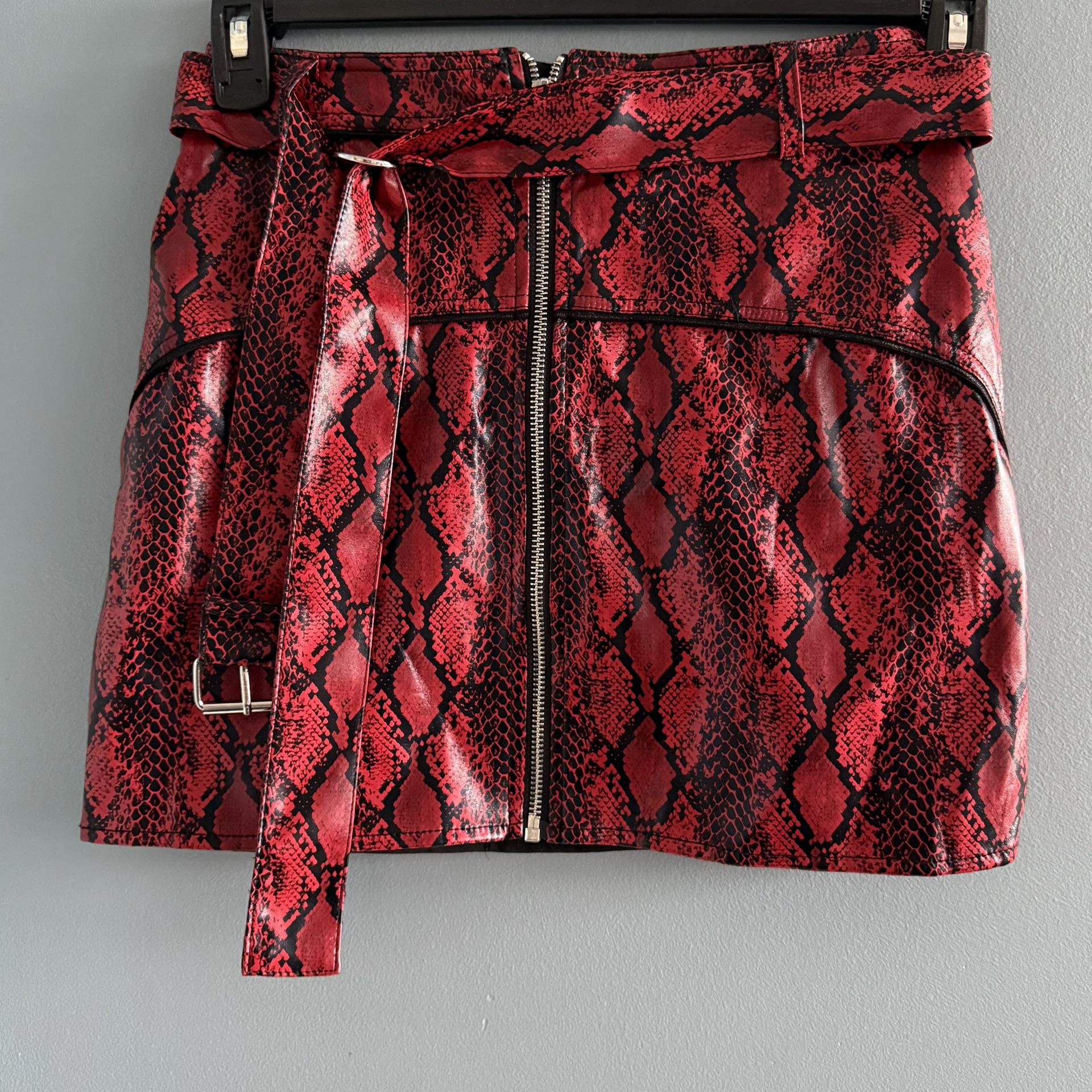 For Love and Lemons Claude Faux Snakeskin Mini Skirt