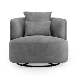 Gray Fabric Upholstered Swivel Accent Chair