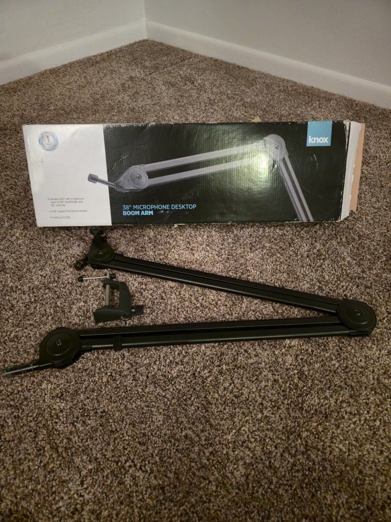 Microphone Boom Arm Scissor Desktop Stand Knox Studio Broadcast-Style Pro Mic Holder Clamp 38"