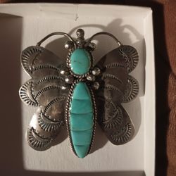 Vintage Navajo Butterfly Pendant/pin w/ original Patina 