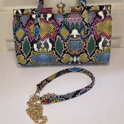 Women's Fashionable Snakeskin Effect Shoulder Bag Double Straps 