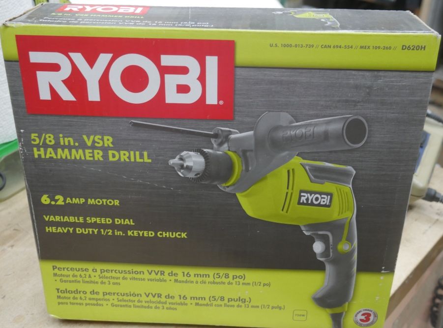 Ryobi hammer drill corded new in box D620h 883658-2 
