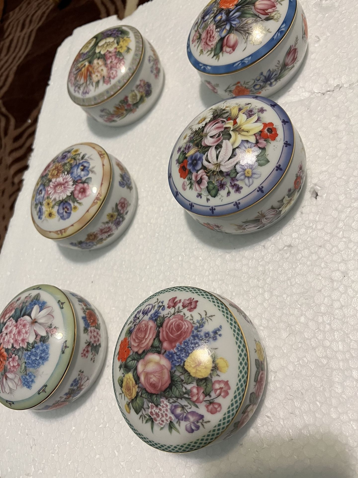 Lot Of Six Porcelain Musical Boxes