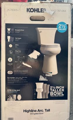 KOHLER Highline Arc 12 in. Rough In 2-Piece 1.28 GFP Single Flush Elongated Chair Height Toilet in White with Soft Close Seat