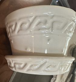 Vintage White Mccoy Greek key pattern design planter 3” x 4”