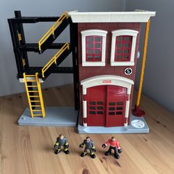 Fisher Price Imaginext Rescue Fire Station House & Figures Firefighters
