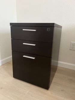 3-Drawer Rolling File Cabinet – Espresso Brown