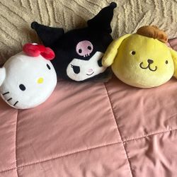 Hello Kitty Set Of 3 Plush Heads Rare New With Tags 