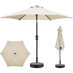 7.5ft Outdoor Patio Umbrella with Push-Button Tilt & Crank Operation, Perfect for Garden, Lawn, Deck, Backyard, & Pool 