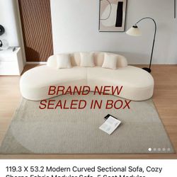 119.3 X 53.2 Modern Curved Sectional Sofa, Cozy Sherpa Fabric Modular Sofa, 5 Seat Modular Sectional Couch with 2 Pillows for Living Room