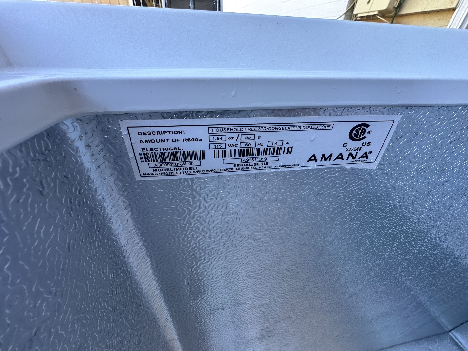 Amana® 9.0 Cu. Ft. White Compact Freezer