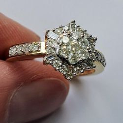 14k Gold Diamond  Ring Size 8      