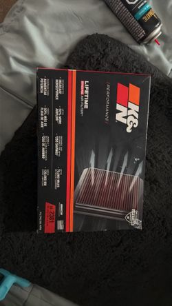 The product shown is a K&N High-Flow Performance Lifetime Engine Air Filter, specifically part number 33-2381.