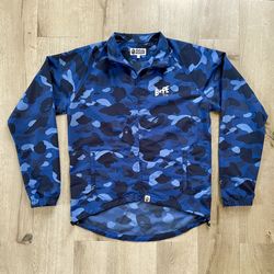 RARE FW14 A Bathing Ape Bape Navy Blue Camo Cycling Windbreaker Jacket