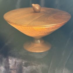 Vintage Hand Turned Walnut Pedestal Bowl
