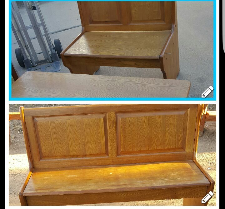 Antique two chair bench and table