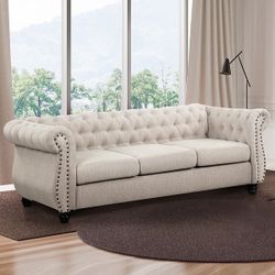 Sofa Tufted Upholstered Chesterfield 3-Seater Couch