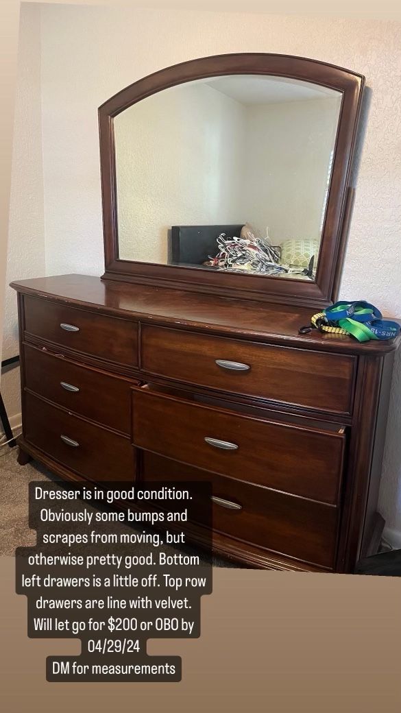 Solid Wood Dresser w/ mirror  And Night Stand. Great Condition! 
